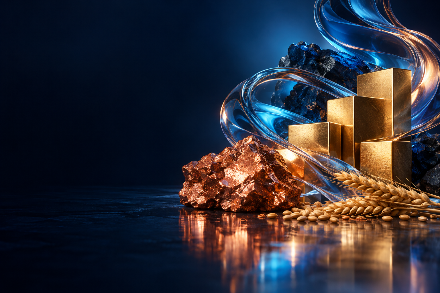 Illustration of physical materials representing the real economy and market research